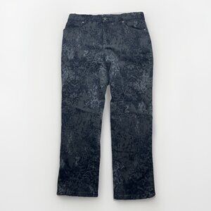 Y2K Gloria Vanderbilt Amanda Jeans Gothic Grunge Dark Paisley AOP Punk Sz 12